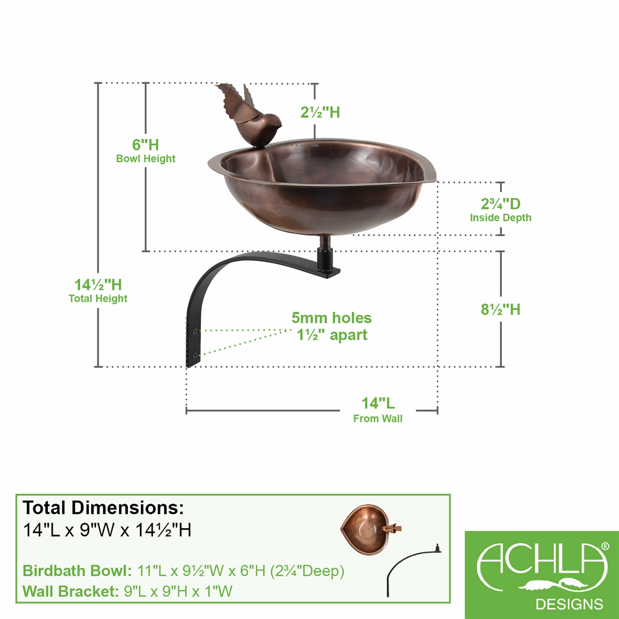 Heart Shaped Birdbath & Wall Mount Bracket