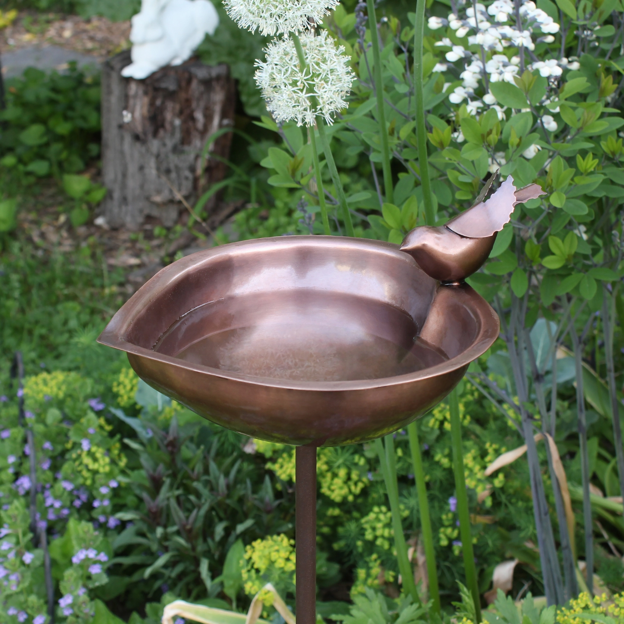 Heart Shaped Birdbath Bowl & Garden Stake