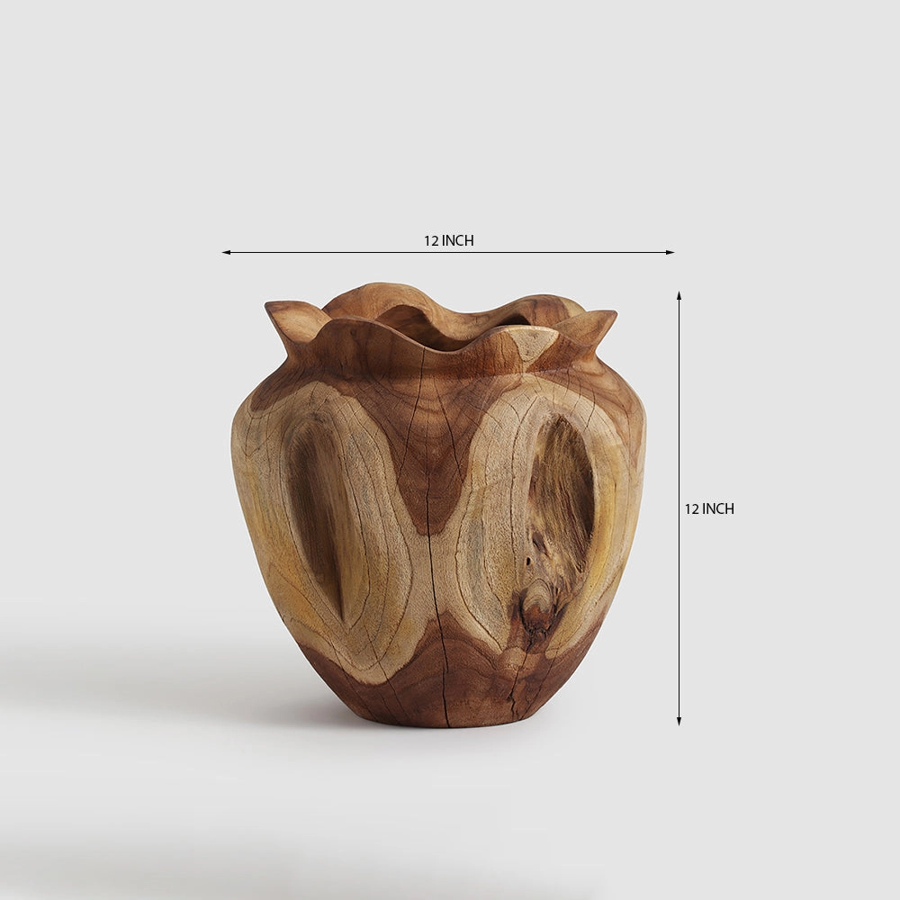 Heart Teak Wood Vase
