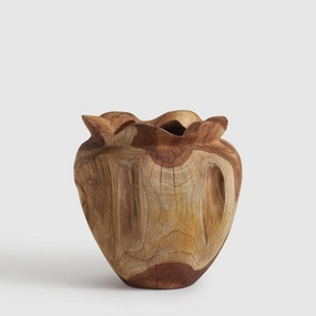 Heart Teak Wood Vase,hand-painted ceramic vase