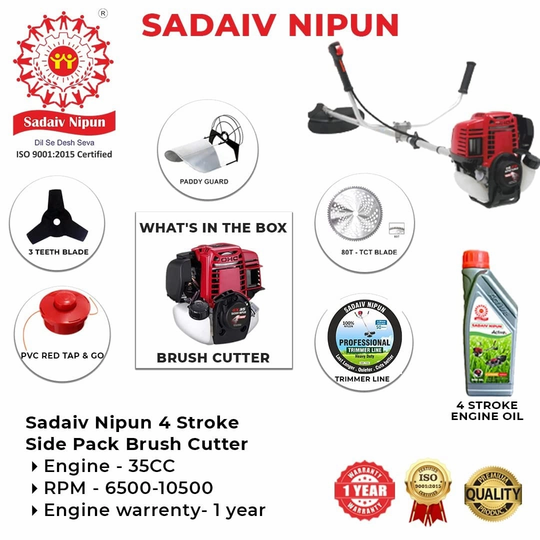 Heavy Duty 35cc 4-Strock Brush Cutter With All Attachment (Side Pack)