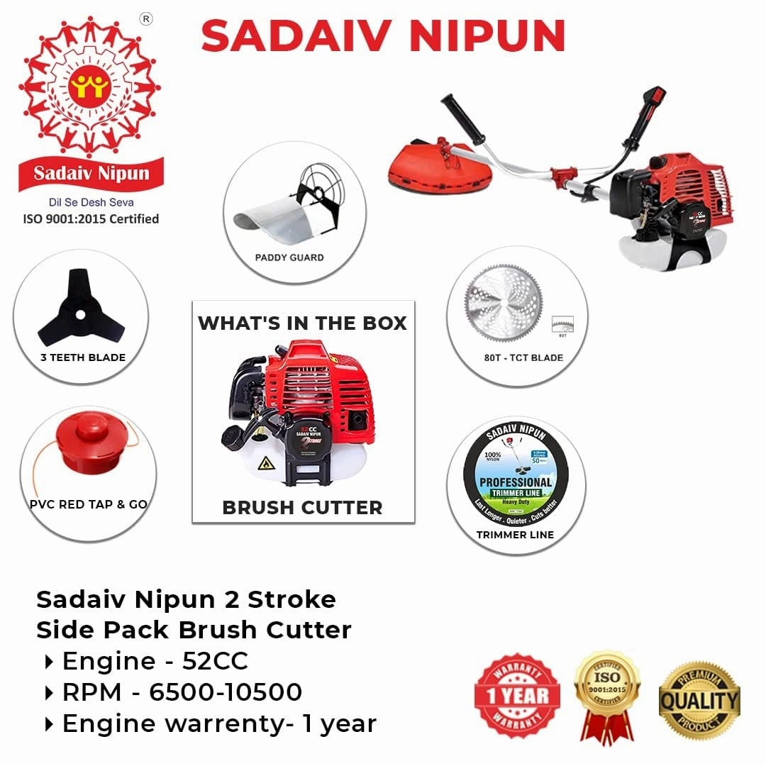 Heavy Duty 52cc 2-Strock Brush Cutter With All Attachment (Side Pack)