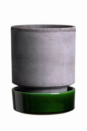Hoff Pot & Saucer Grey & Emerald 7.1,indoor flower container