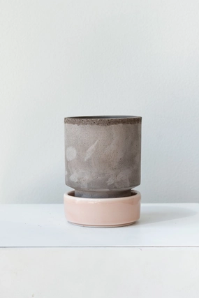 Hoff Pot & Saucer Grey & Quartz 3.1,indoor flower container