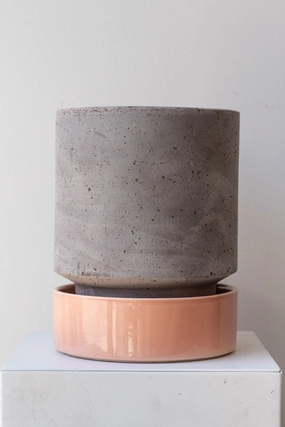 Hoff Pot & Saucer Grey & Quartz 7.1,indoor flower container