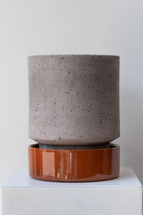Hoff Pot & Saucer Grey & Red 7.1,indoor flower container