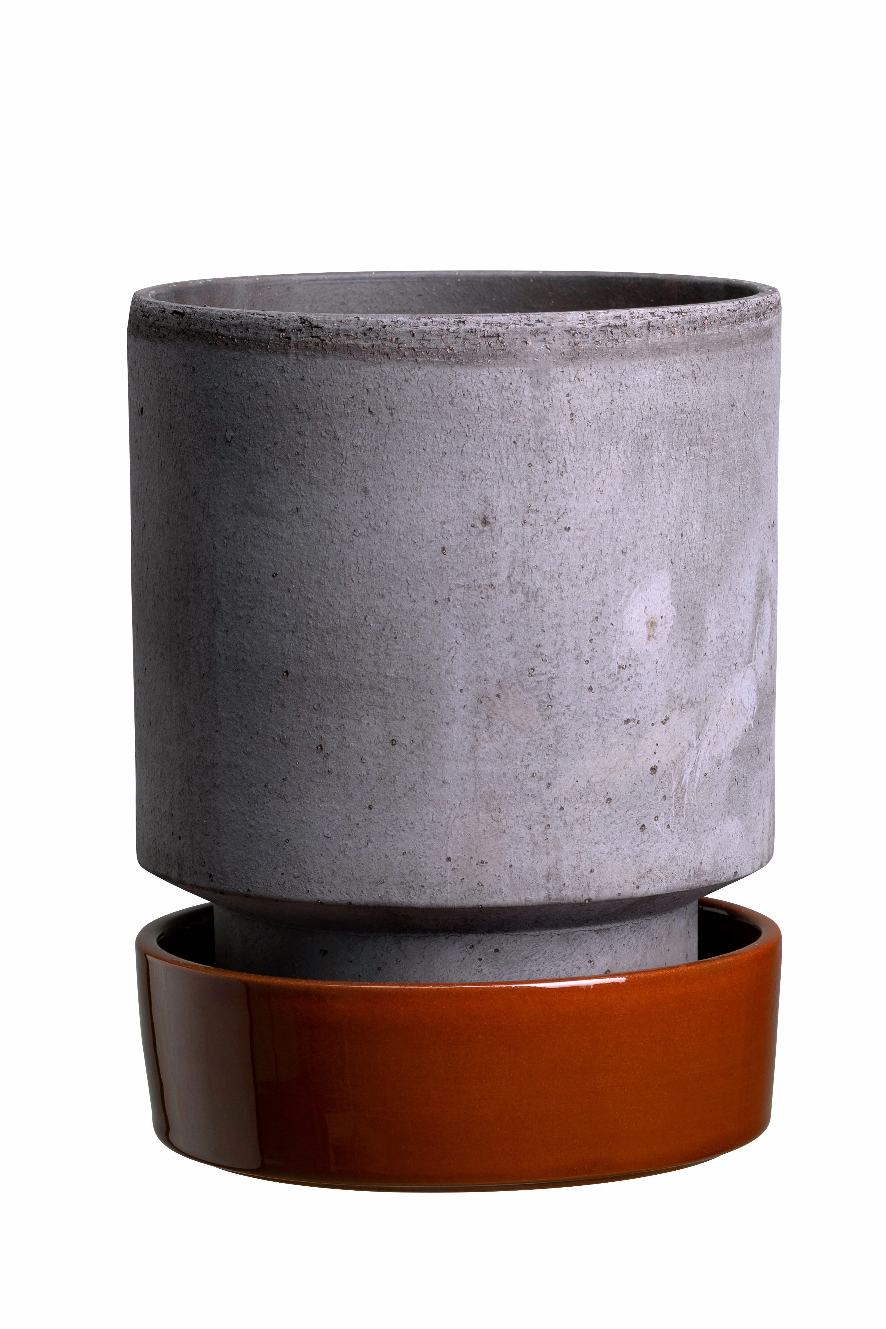 Hoff Pot & Saucer Grey & Red 7.1