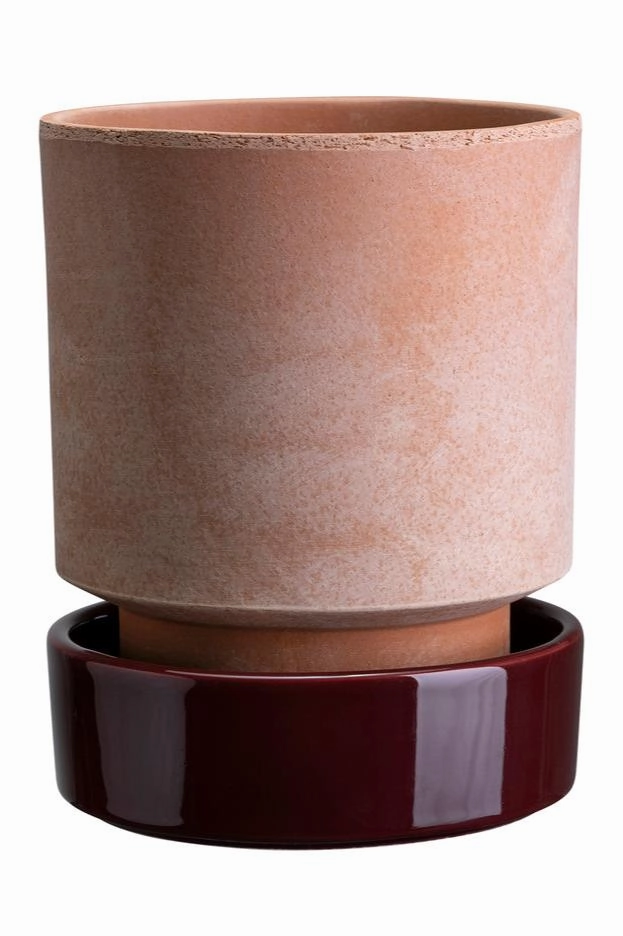 Hoff Pot & Saucer Rosa & Burgundy 3.1