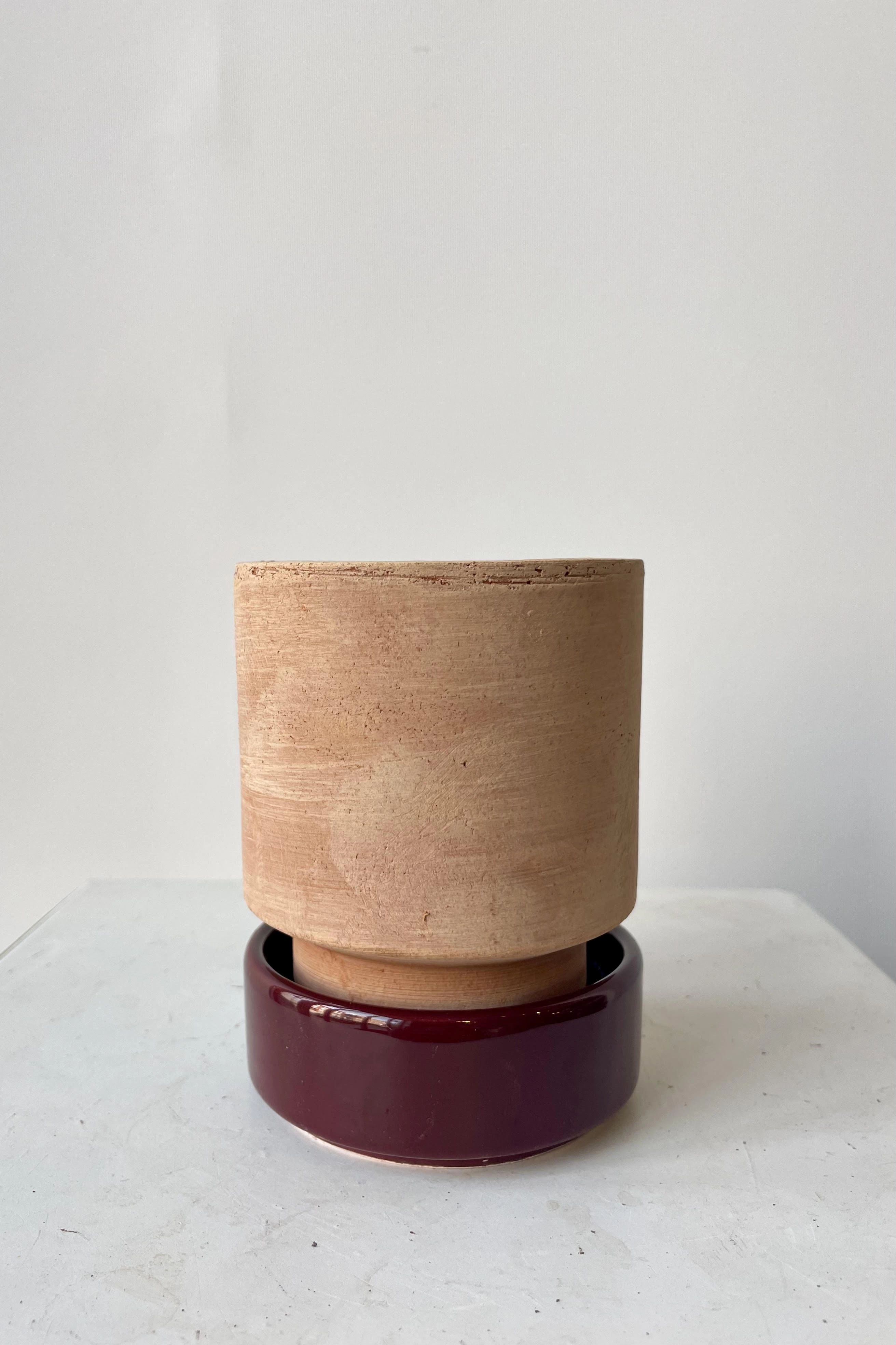 Hoff Pot & Saucer Rosa & Burgundy 3.1