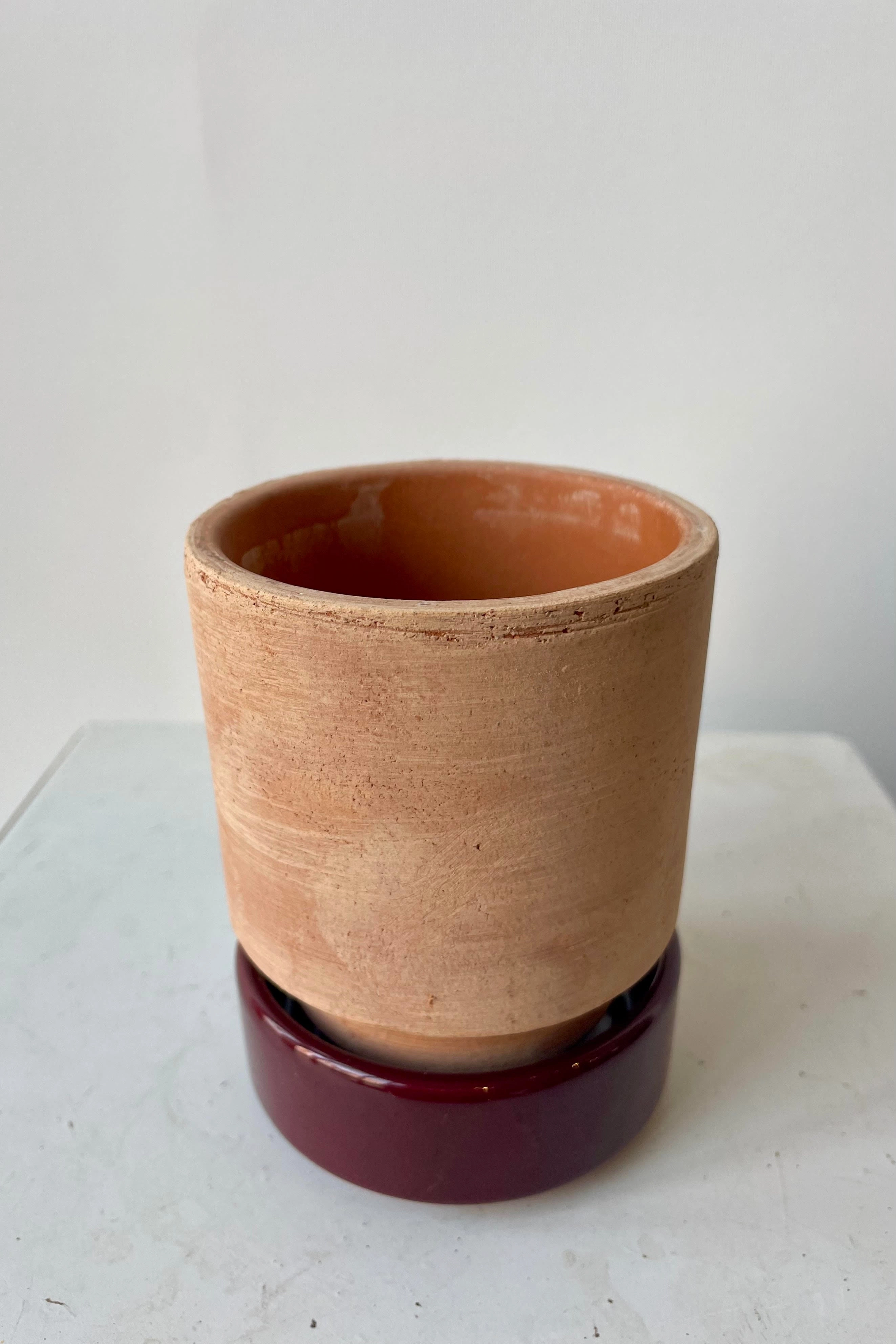 Hoff Pot & Saucer Rosa & Burgundy 3.1