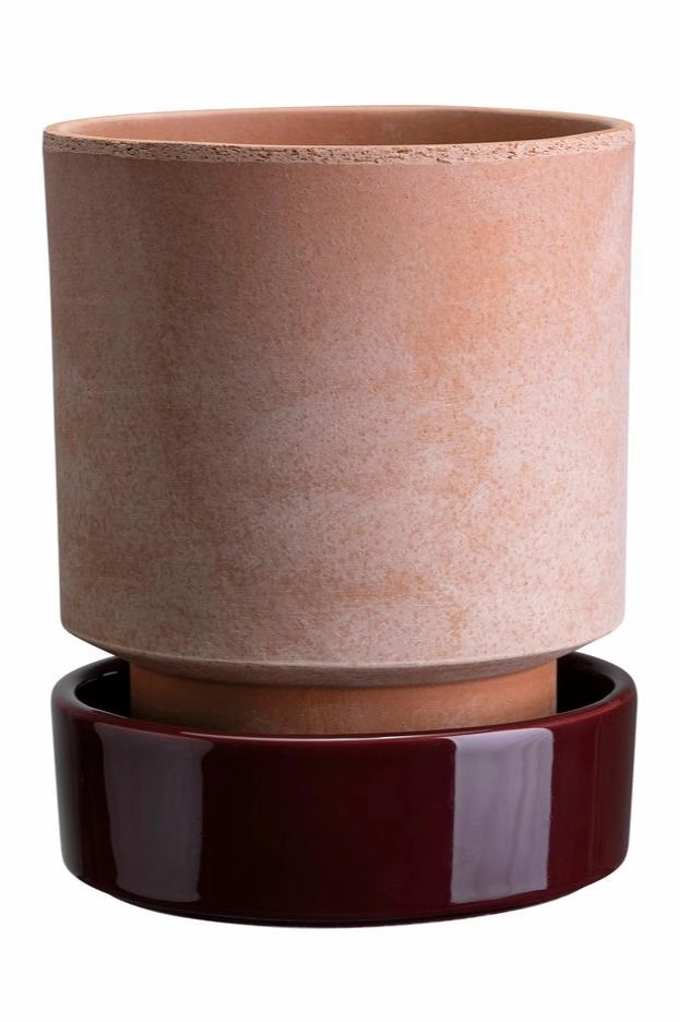 Hoff Pot & Saucer Rosa & Burgundy 7.1