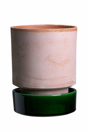 Hoff Pot & Saucer Rosa & Emerald 9.8",indoor flower container