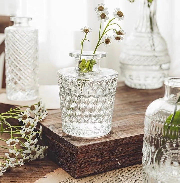 Honeycomb Crystal vintage Bud vase 4H wedding centerpiece,aesthetic flower vase