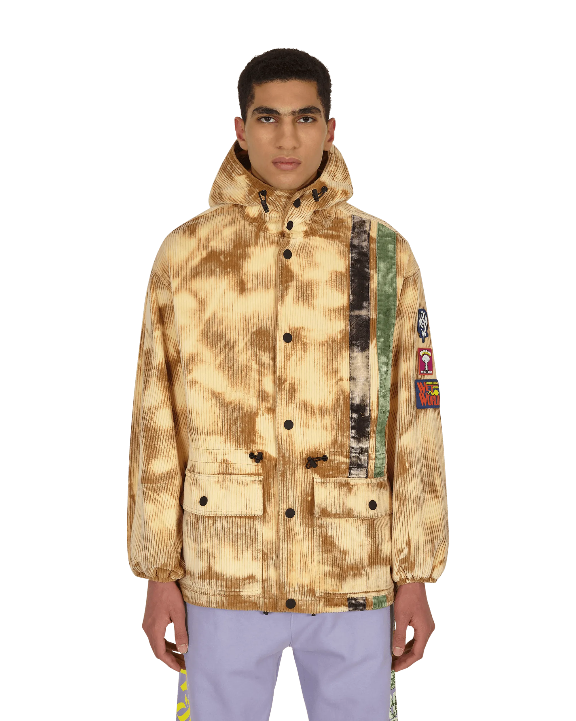 Cord-Rennjacke mit Kapuze in Beige