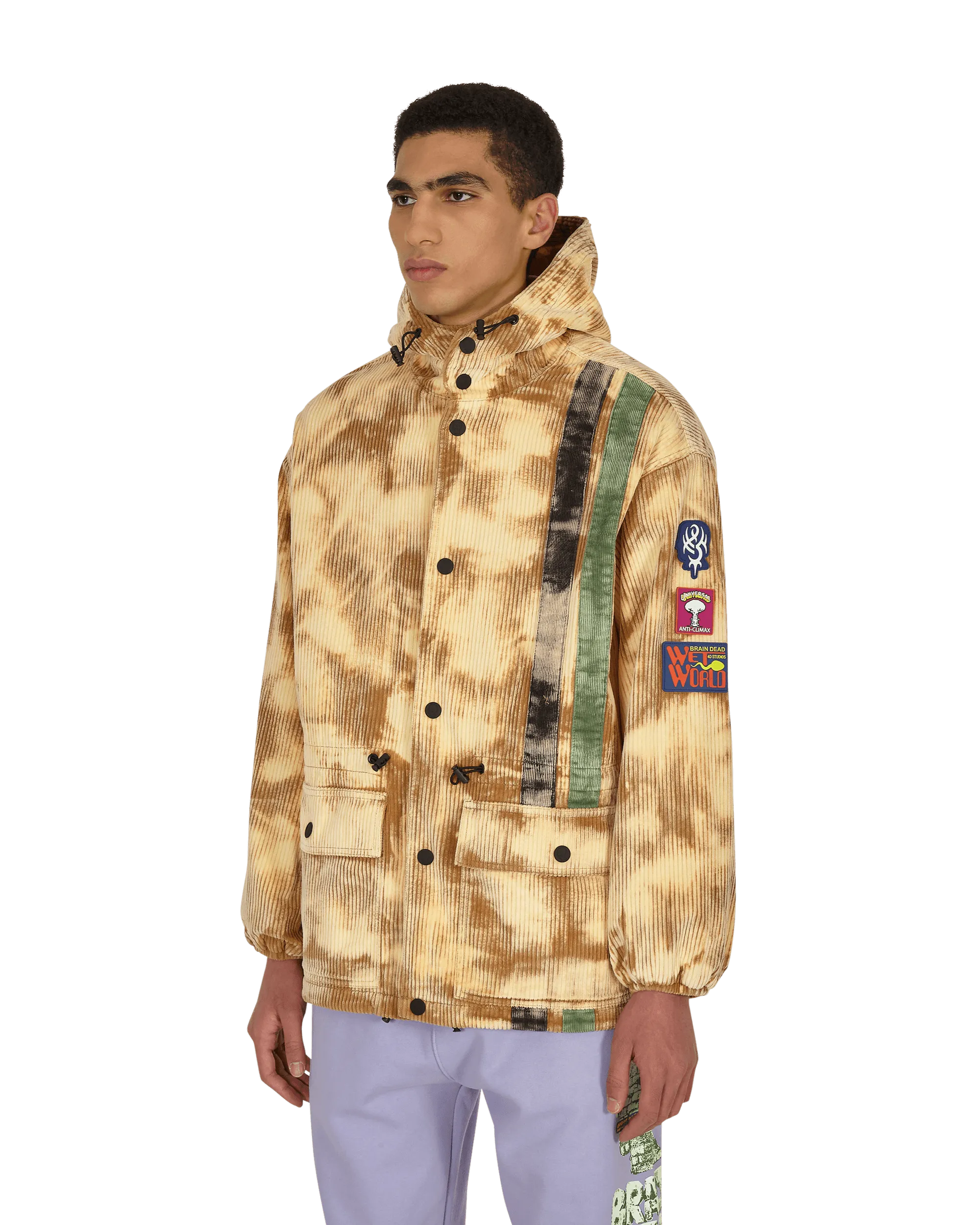 Cord-Rennjacke mit Kapuze in Beige