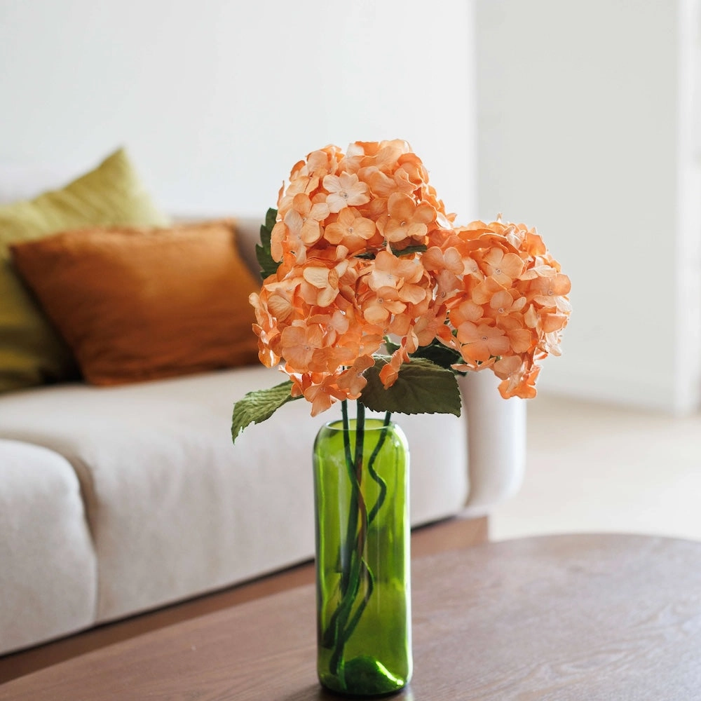 Hortensia en papier orange clair
