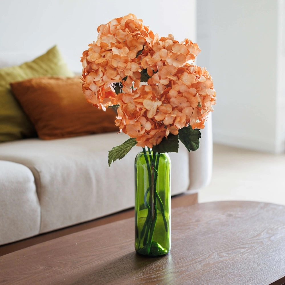 Hortensia en papier orange clair