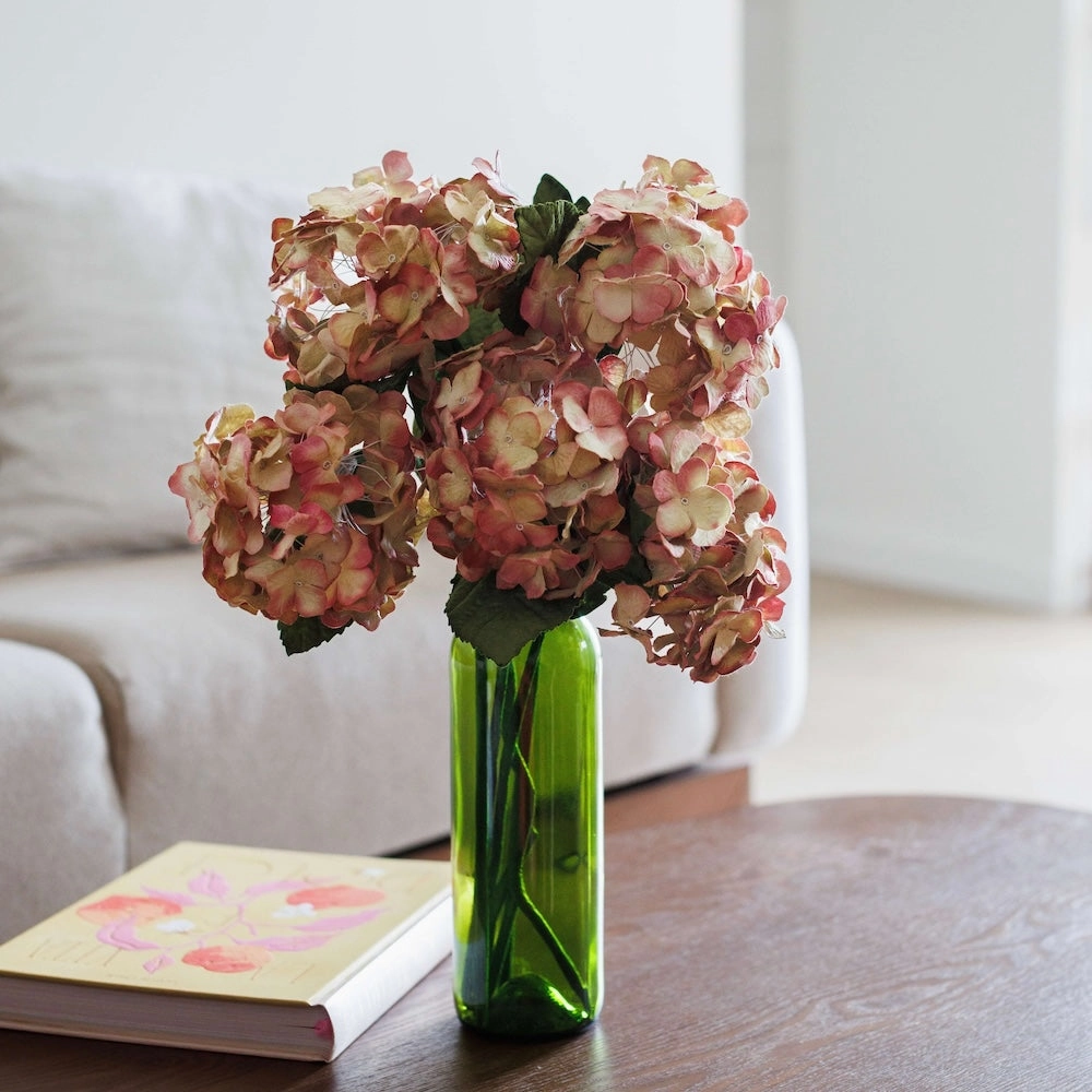 Hortensia en papier vieux rose