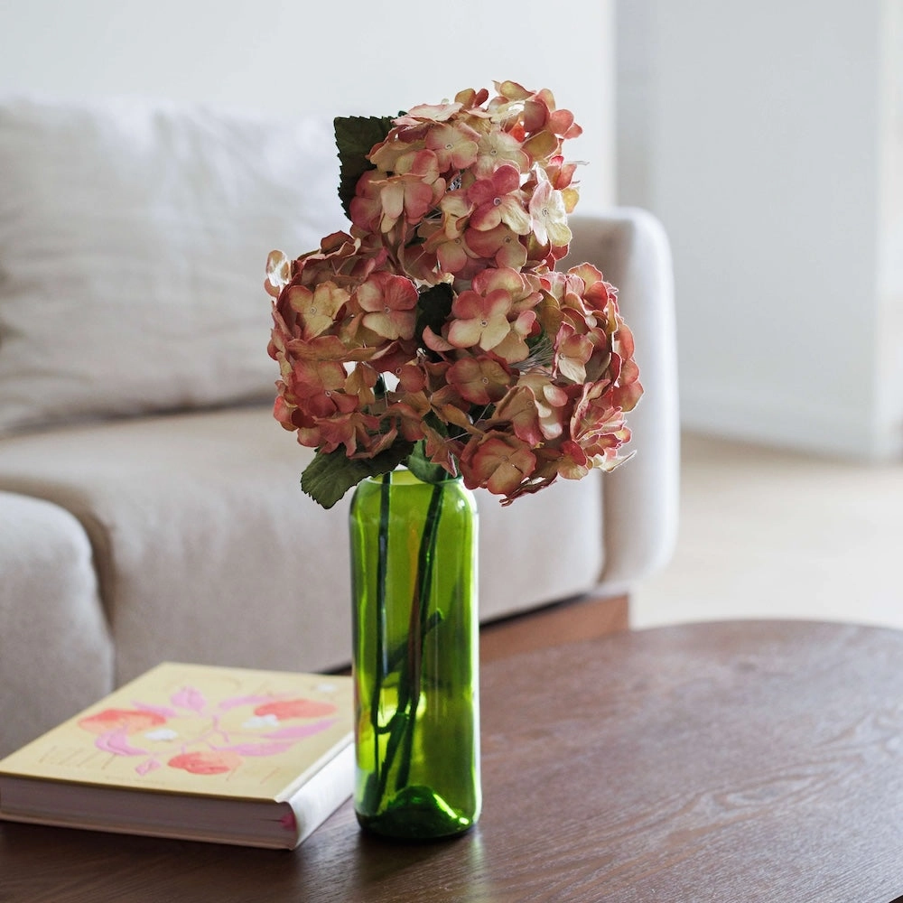 Hortensia en papier vieux rose