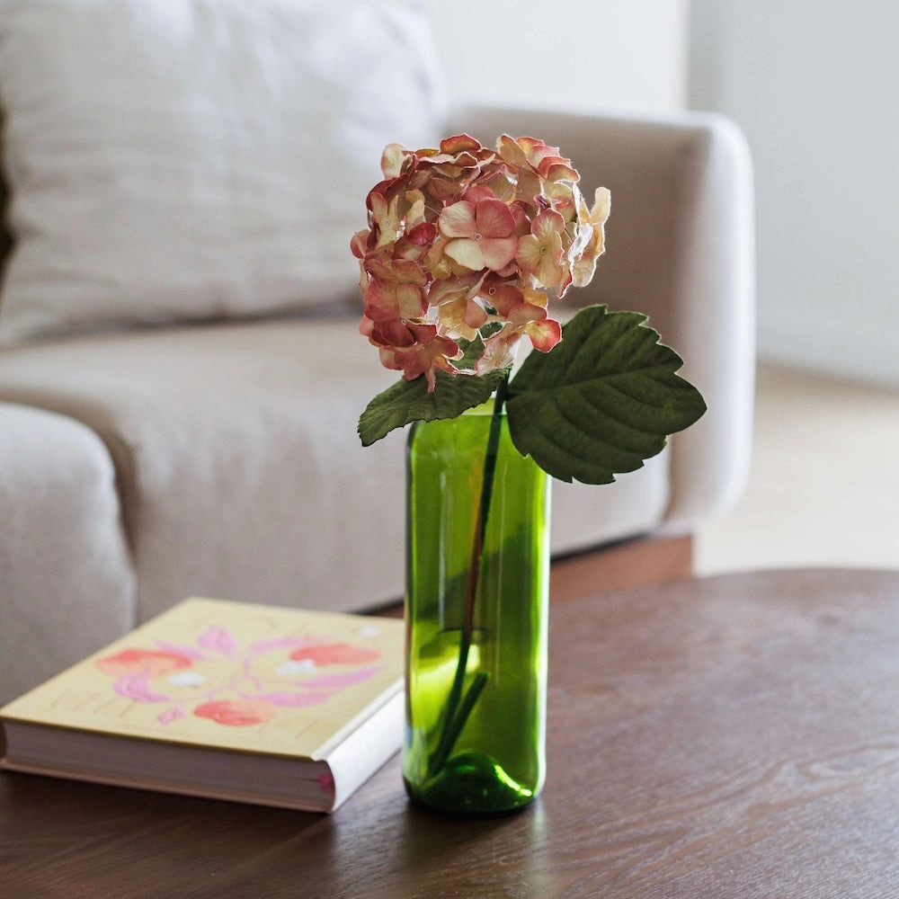 Hortensia en papier vieux rose
