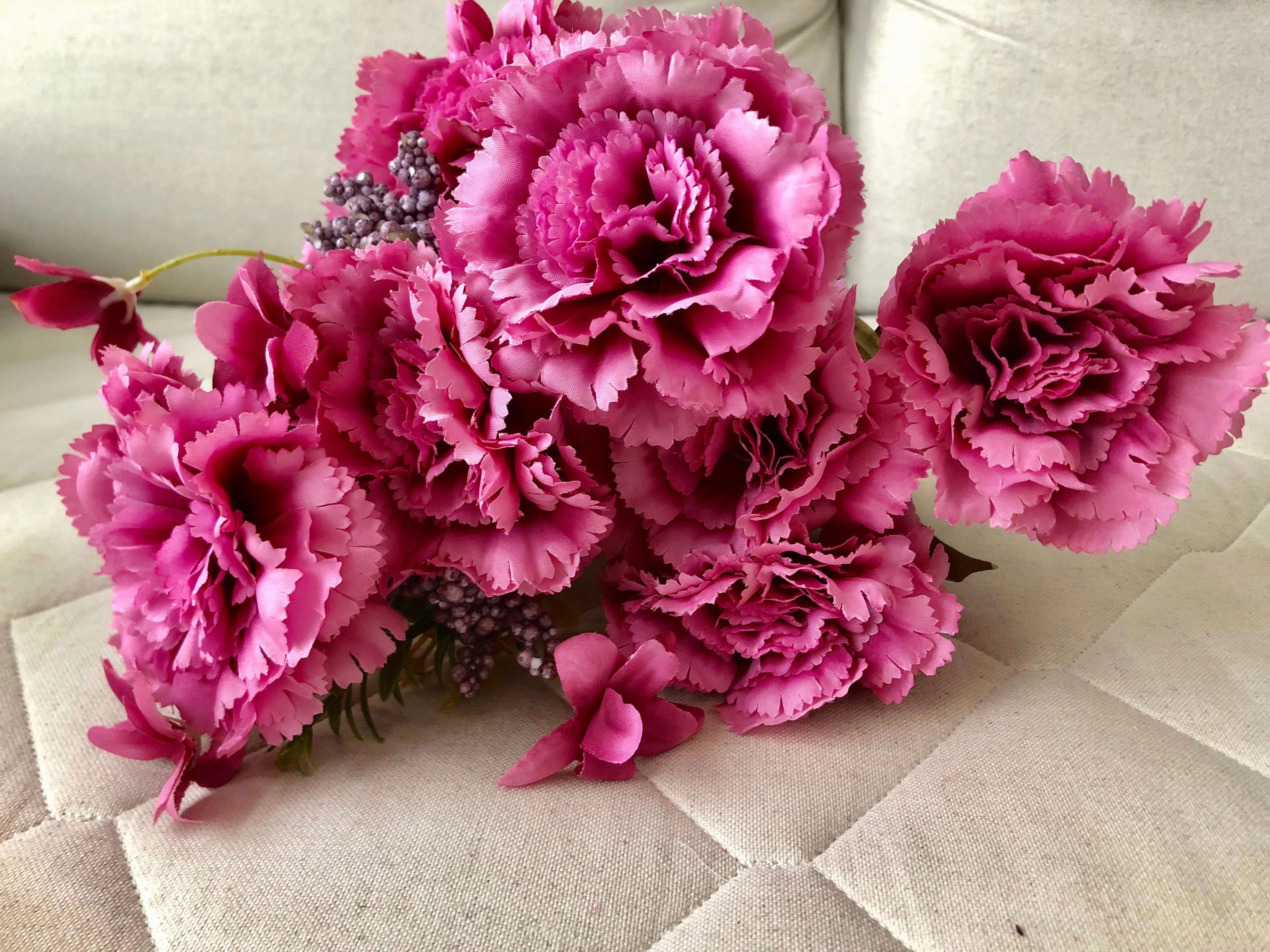 Hot Pink Big stem Carnation Bunch realistic flower bouquet  