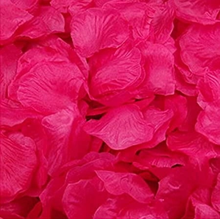 Hot Pink Silk Rose Petal artificial flower bouquet  