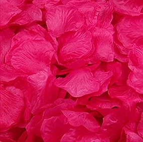 Hot Pink Silk Rose Petal artificial flower bouquet  