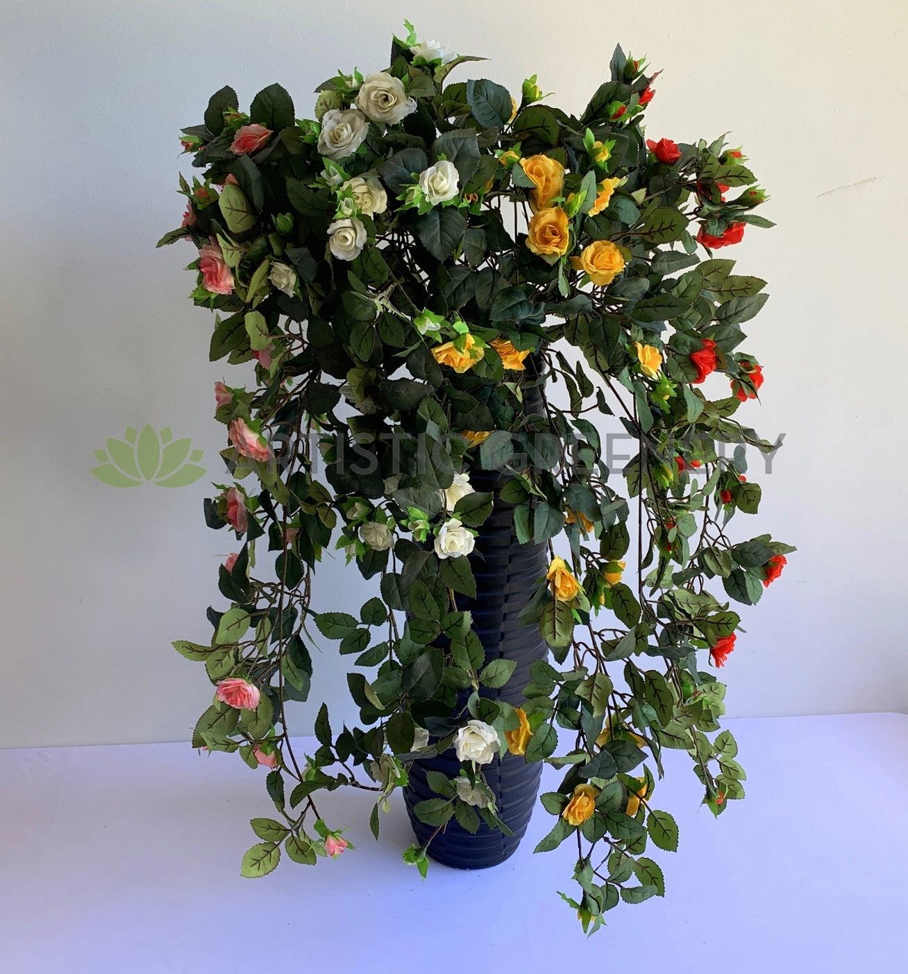 HP0074 Hanging Rose Bunch with Foliage 73cm 4 Colours