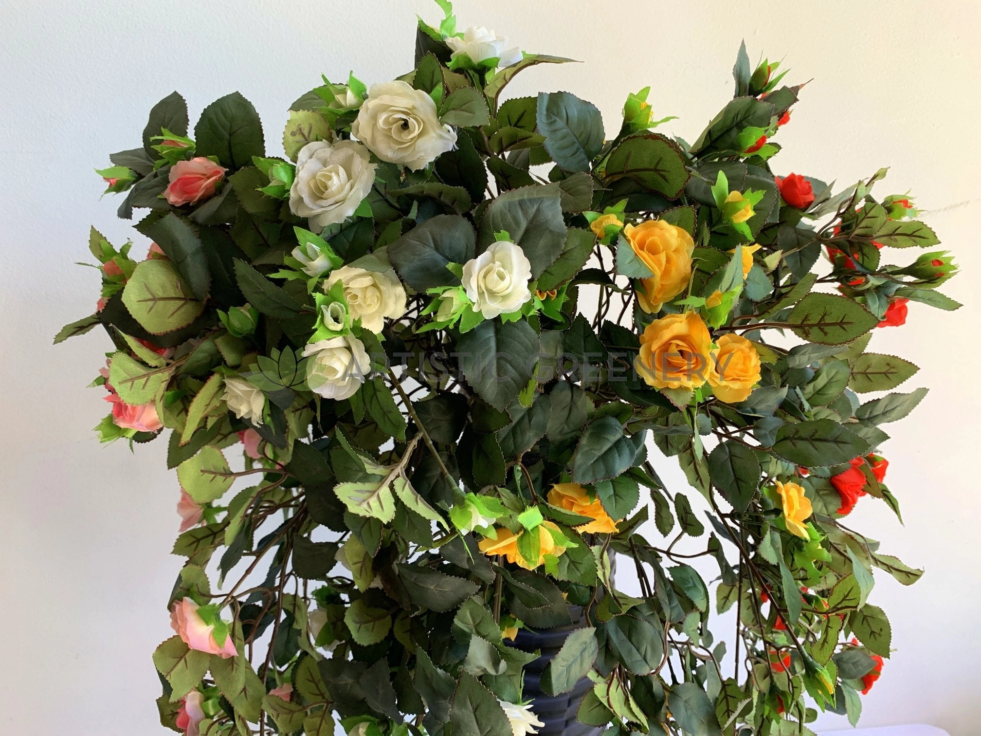 HP0074 Hanging Rose Bunch with Foliage 73cm 4 Colours