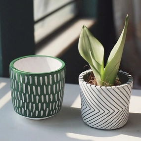Imprint Painted Ceramic Planters,planting accessories kit