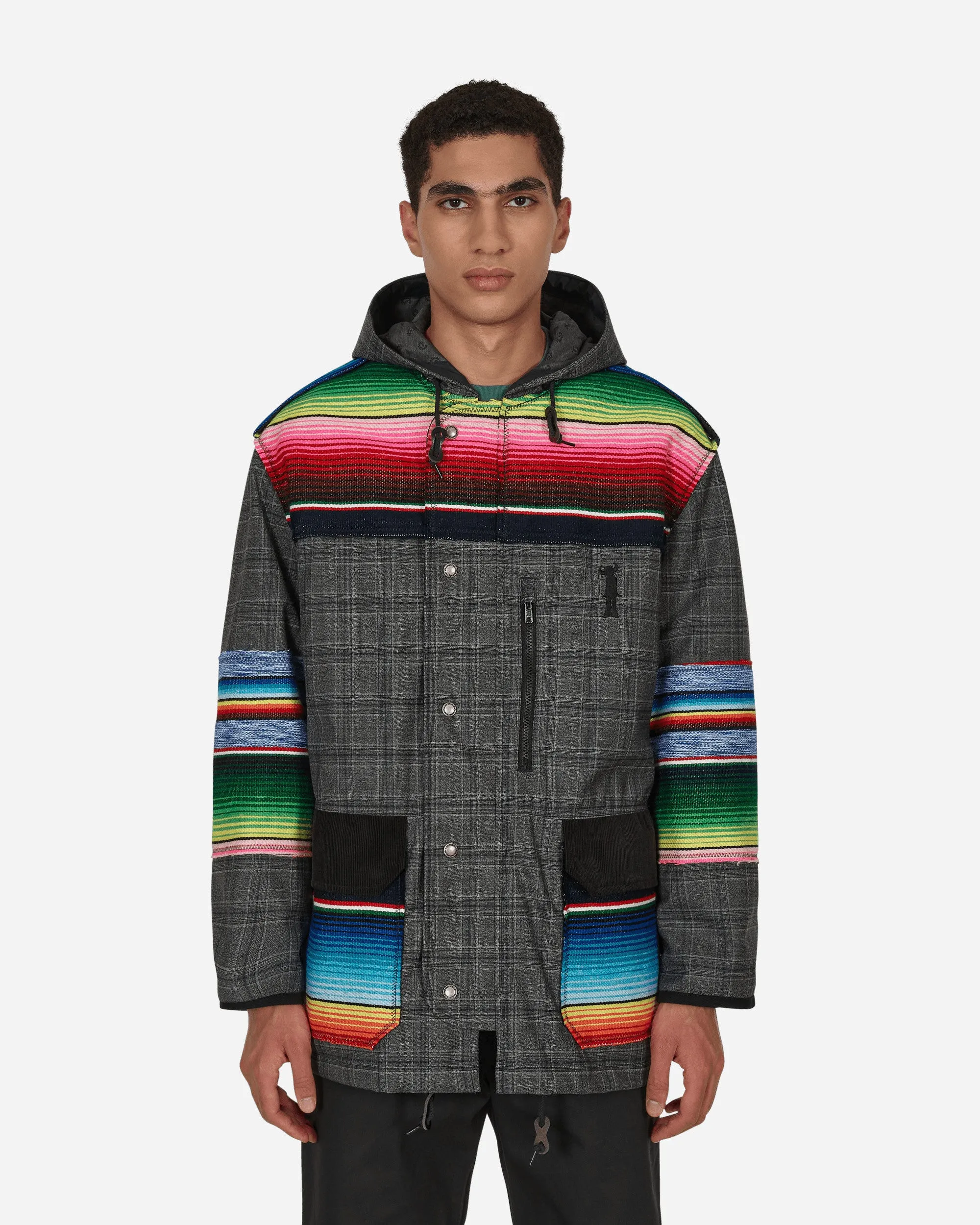 Jay Kay Jacke mit Streifen und Karomuster in Grau