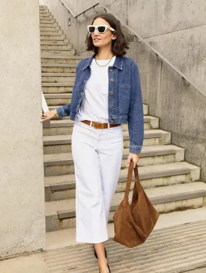 Jena Bio-Baumwolle Stretch Weite Crop Jeans | Weiches Weiß
