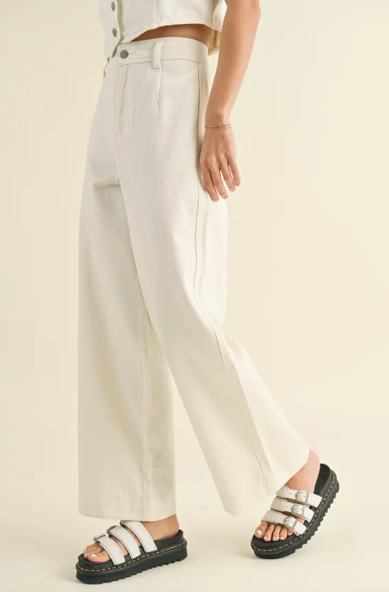 Journee Crop Weitbeinjeans - Ecru - Endverkauf 30% Rabatt im Warenkorb