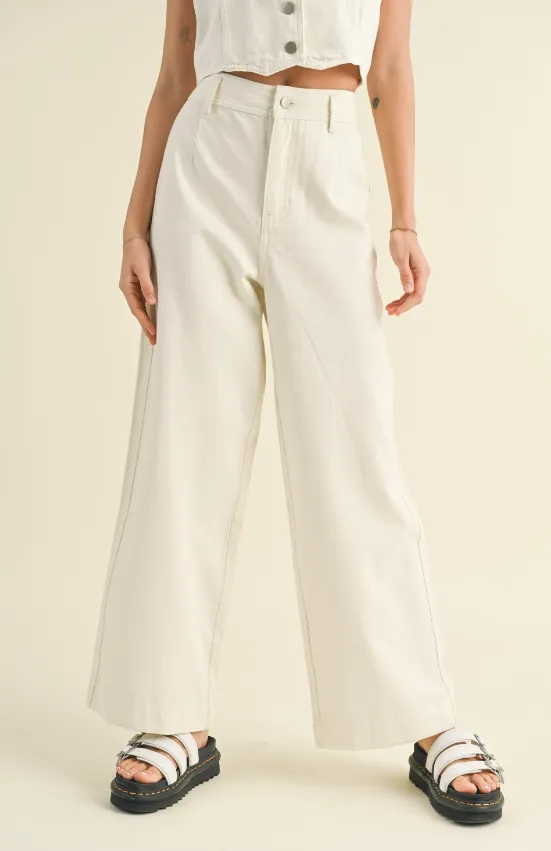 Journee Crop Weitbeinjeans - Ecru - Endverkauf 30% Rabatt im Warenkorb