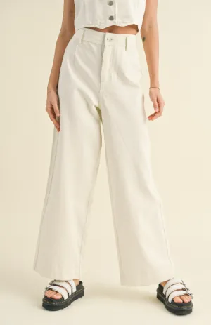 Journee Crop Weitbeinjeans - Ecru - Endverkauf 30% Rabatt im Warenkorb