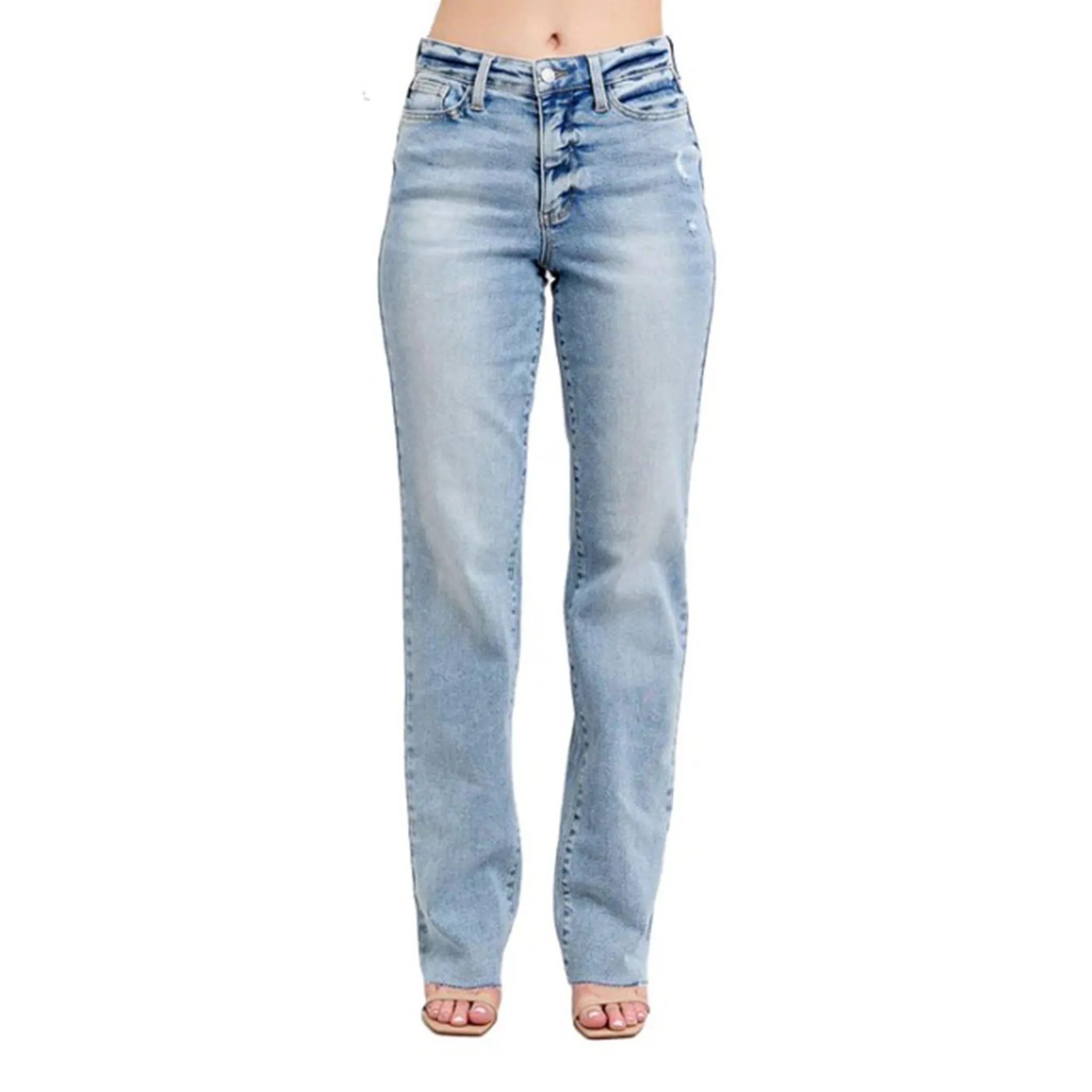 Judy Blue Damen Dad Jeans mit mittlerer Taillenhöhe in Hellwaschoptik