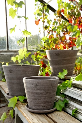 Julie Pot & Saucer Grey 17.7,indoor flower container