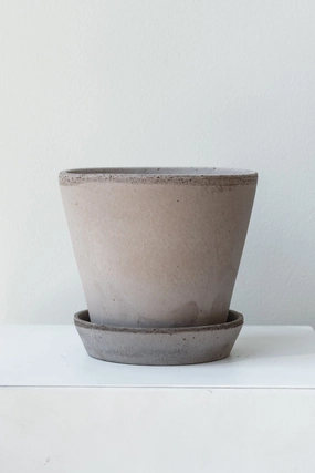 Julie Pot & Saucer Grey 5.5,indoor flower container
