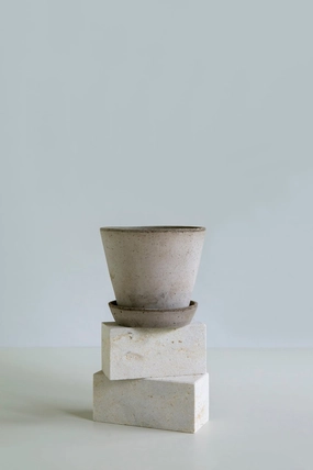 Julie Pot & Saucer Grey 6.7,indoor flower container