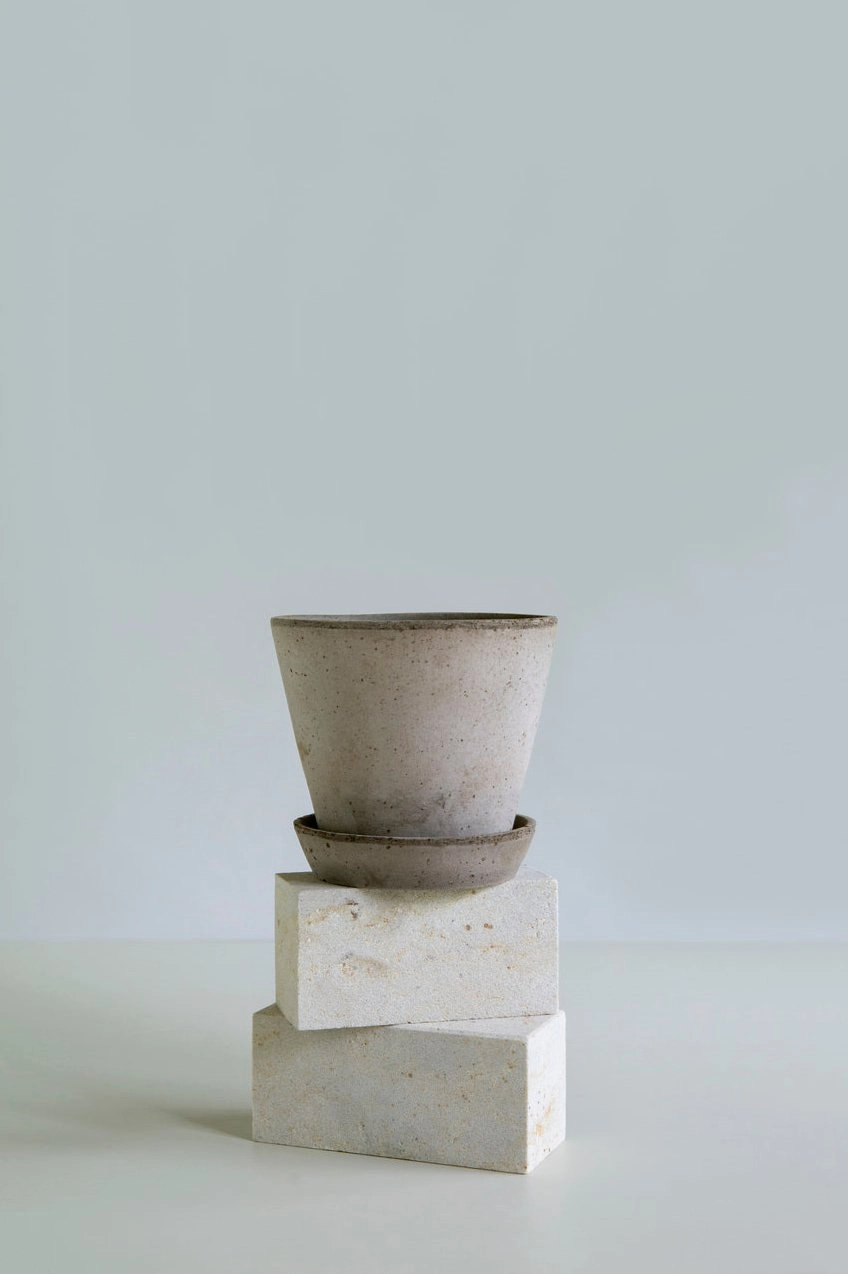 Julie Pot & Saucer Grey 6.7,indoor flower container