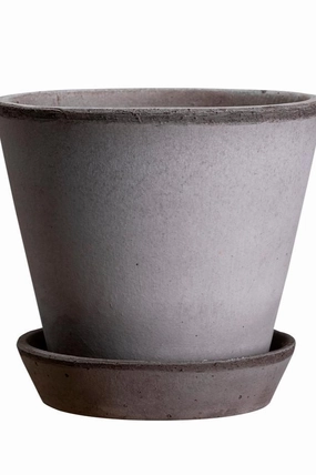 Julie Pot & Saucer Grey 9.8",indoor flower container