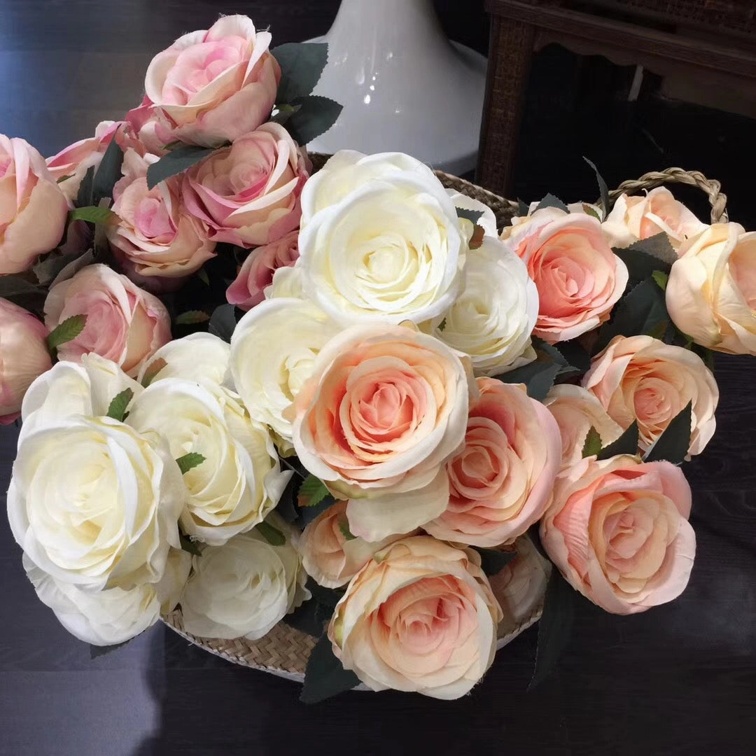 Jumbo Rose Artificial Flower Vintage Rustic style 7 heads(Pink)