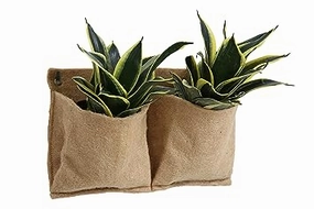 Jute 2 Pocket Horizontal Hanging Planter,hanging suspension frame