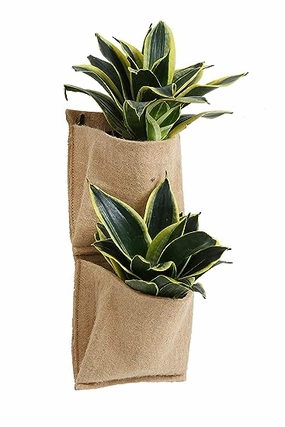 Jute 2 Pocket Vertical Hanging Planter,hanging suspension frame
