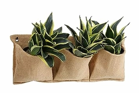 Jute 3 Pocket Horizontal Hanging Planter,hanging suspension frame