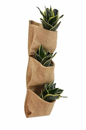 Jute 3 Pocket Vertical Hanging Planter,hanging suspension frame