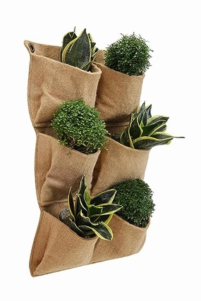 Jute 6 Pocket Vertical Hanging Planter,hanging suspension frame