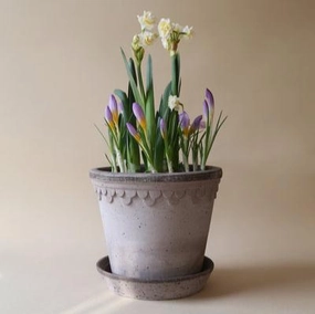 KBENHAVNER Grey Terracotta Pot and Saucer, (8.3" x 7.3"H),garden field mower