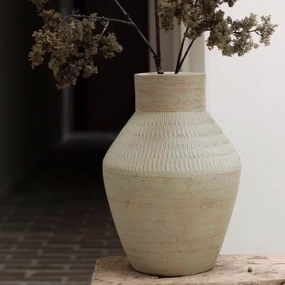 Kemi Terracotta Vase - Green 30cm,hand-painted ceramic vase