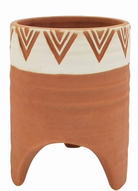 Kendall Planter with legs - orange & white,terracotta plant pot